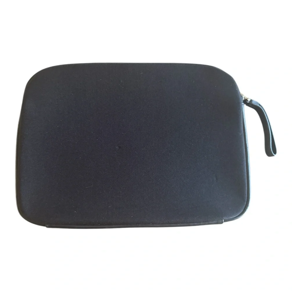 Tumi Black Neoprene Ipad Zippered Storage Case with Leather Tumi Logo
